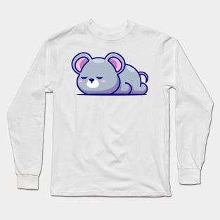 Cute mouse sleeping cartoon illustration Long Sleeve T-Shirt